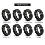 font options for inside engraving on black traffic cone rings