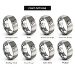 font options for inside engraving on grey traffic cone rings