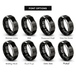 font options for inside engraving on black & grey trail arrow rings