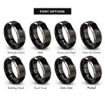 font options for inside engraving on black & silver trail arrow rings