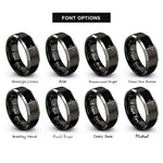 font options for inside engraving on black & gray trail arrow rings