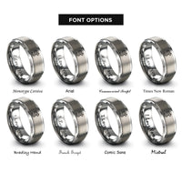 font options for inside engraving on grey trail arrow rings