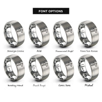 font options for inside engraving on gray trail arrow rings