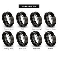 font options for inside engraving on black & grey trail blaze rings