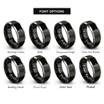 font options for inside engraving on black & silver trail junction post rings