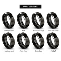 font options for inside engraving on black & silver trail junction post rings