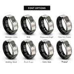 font options for inside engraving on black & grey trail junction post rings