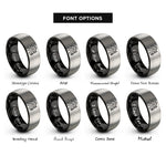 font options for inside engraving on black & silver trail map rings