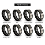 font options for inside engraving on black & silver trail map rings