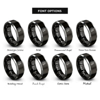 font options for inside engraving on black & gray trail map rings