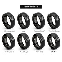 font options for inside engraving on black trail map rings