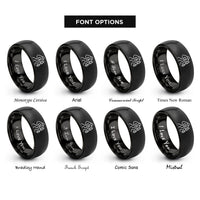 font options for inside engraving on black trail map rings