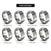 font options for inside engraving on silver trail map rings