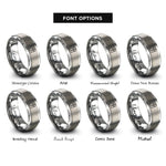 font options for inside engraving on gray trail map rings