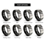 font options for inside engraving on black & silver trail marker arrow rings