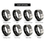font options for inside engraving on black & silver trail marker arrow rings