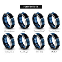 font options for inside engraving on blue & grey trail marker arrow rings