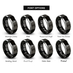 font options for inside engraving on black & grey trail marker cairn rings