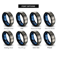font options for inside engraving on black & blue & grey trail moon rings