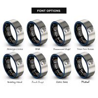 font options for inside engraving on black & blue & grey trail moon rings