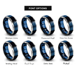 font options for inside engraving on blue & gray trail moon rings