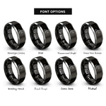 font options for inside engraving on black & gray trail rider rings