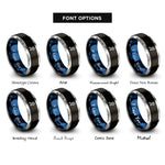 font options for inside engraving on black & blue & gray trail runner rings