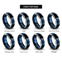 font options for inside engraving on blue & silver trail runner rings