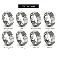 font options for inside engraving on grey trail runner rings
