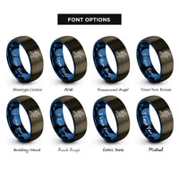 font options for inside engraving on gunmetal & blue trail runner rings