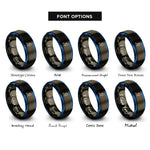 font options for inside engraving on gunmetal & blue trail runner rings
