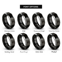 font options for inside engraving on black & silver trail shield emblem rings