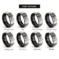 font options for inside engraving on black & gray trailhead rings