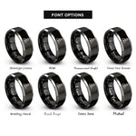 font options for inside engraving on black & silver trailhead icon pin rings