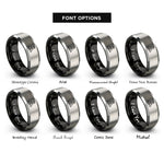 font options for inside engraving on black & silver trailhead icon pin rings