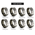 font options for inside engraving on gunmetal & silver trailhead icon pin rings