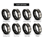 font options for inside engraving on black & grey trailhead signpost rings