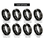 font options for inside engraving on black & gray trailhead signpost rings