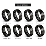 font options for inside engraving on black train badge rings