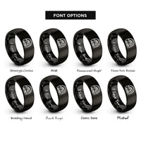 font options for inside engraving on black train badge rings