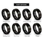 font options for inside engraving on black train badge rings