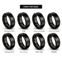 font options for inside engraving on black train badge rings