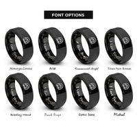 font options for inside engraving on black train badge rings