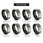 font options for inside engraving on black & silver train conductor rings