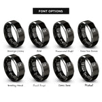 font options for inside engraving on black & gray train engine stamp rings