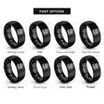 font options for inside engraving on black train engine stamp rings
