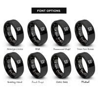 font options for inside engraving on black train engine stamp rings