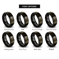 font options for inside engraving on gunmetal & black train engine stamp rings