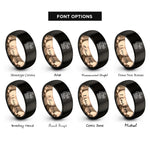 font options for inside engraving on black & rose gold train hard barbell rings