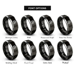 font options for inside engraving on black & grey train station rings